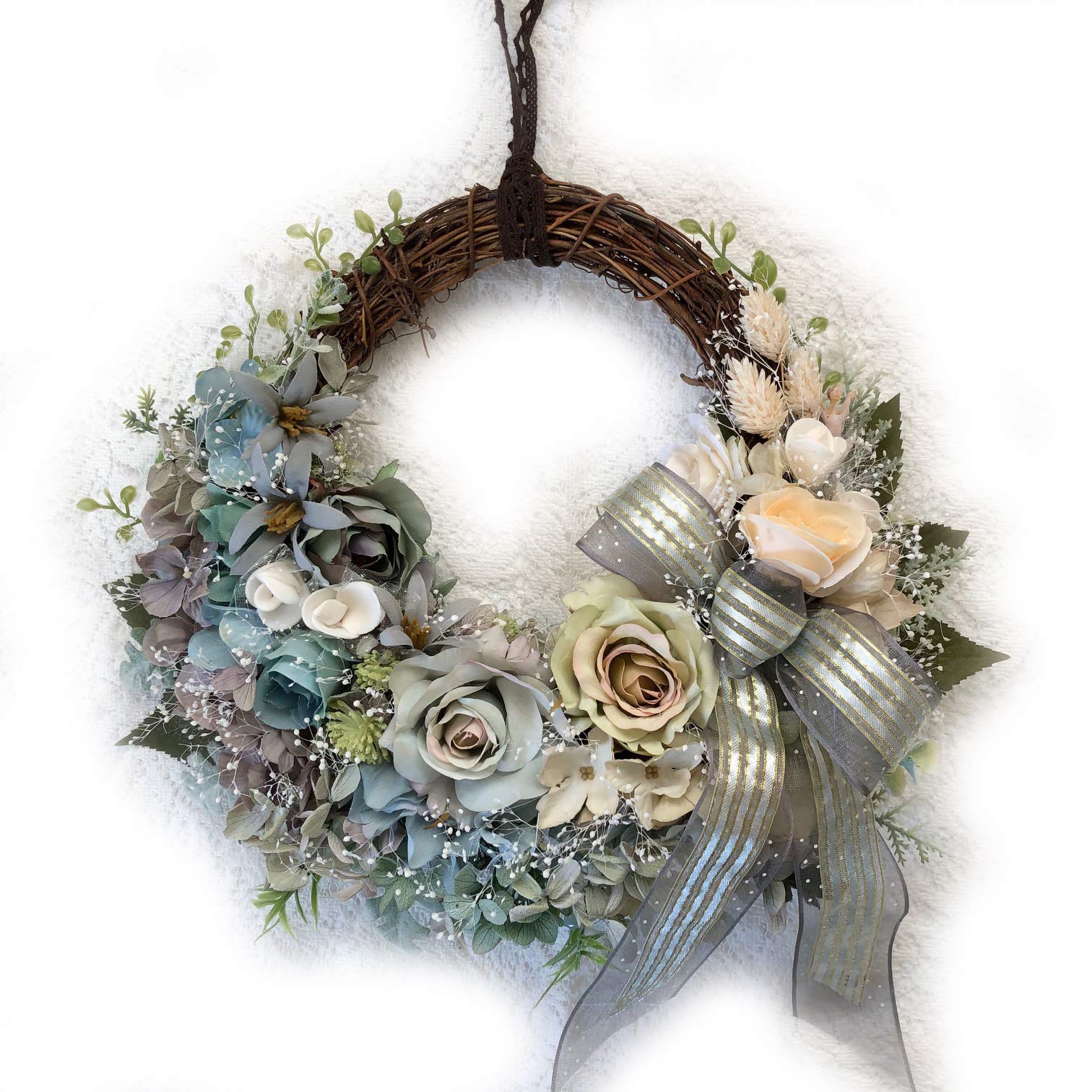 Amazon｜Lulu's ルルズ シャビーシックなハーフムーンリース アーティ